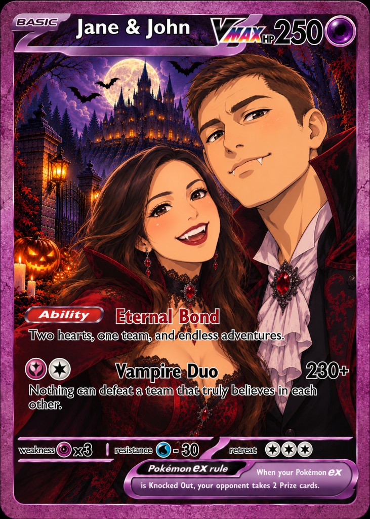 Halloween vampire couple keepsake card